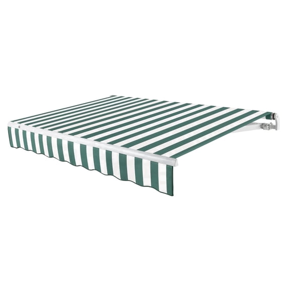 Awntech 24 Ft Maui Left Motorized Heavy Duty Patio Retractable Awning (288in x 9.25in x 120in), Forest/White Stripe