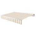 thumbnail image 1 of Awntech 8 Ft Maui Left Motorized Heavy Duty Patio Retractable Awning (96in x 9.25in x 78in), Linen/White Stripe, 1 of 8
