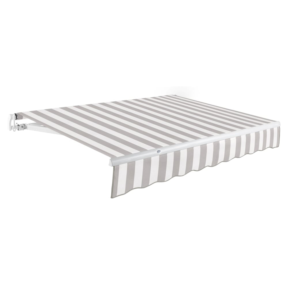 Gray and White Manual Retractable Patio Awning with Steel Frame