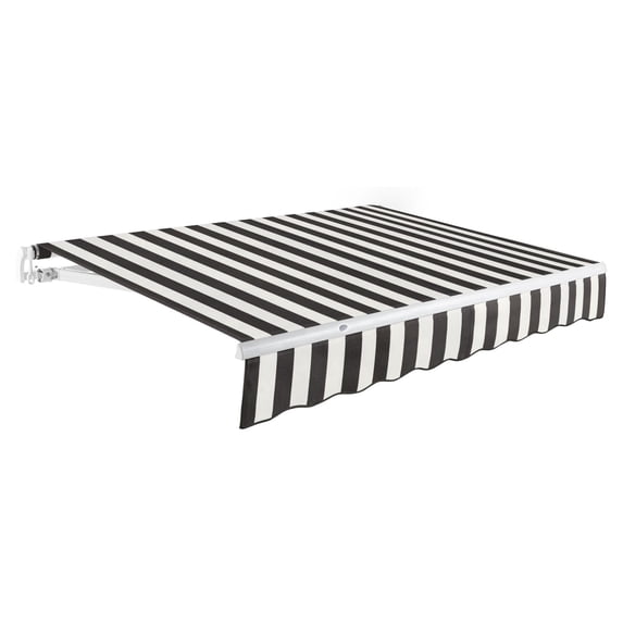 Awntech 16 Ft Maui Manual Heavy Duty Patio Retractable Awning (192in x 9.25in x 120in), Black/White Stripe