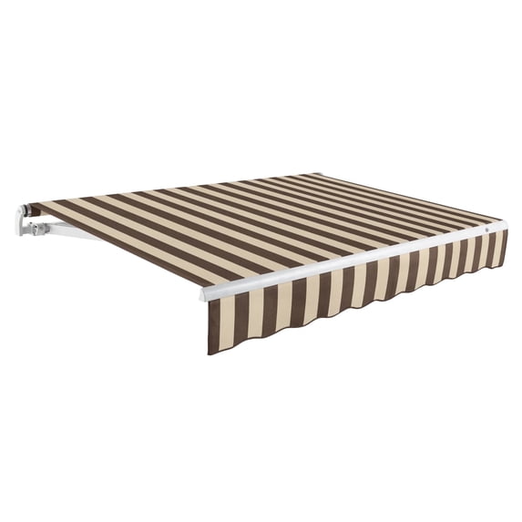 Awntech 24 Ft Maui Right Motorized Heavy Duty Patio Retractable Awning (288in x 9.25in x 120in), Brown/Tan Stripe