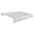 thumbnail image 1 of Awntech 14 Ft Maui Right Motorized Heavy Duty Patio Retractable Awning (168in x 9.25in x 120in), Gray/White Stripe, 1 of 7