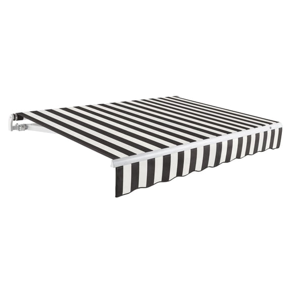 Awntech 12 Ft Maui Right Motorized Heavy Duty Patio Retractable Awning (144in x 9.25in x 120in), Black/White Stripe