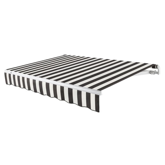 Awntech 20 Ft Maui Left Motorized Heavy Duty Patio Retractable Awning (240in x 9.25in x 120in), Black/White Stripe