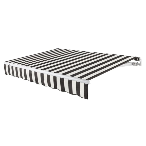 Awntech 20 Ft Maui Left Motorized Heavy Duty Patio Retractable Awning (240in x 9.25in x 120in), Black/White Stripe
