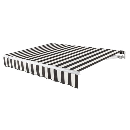 Awntech 20 Ft Maui Left Motorized Heavy Duty Patio Retractable Awning (240in x 9.25in x 120in), Black/White Stripe