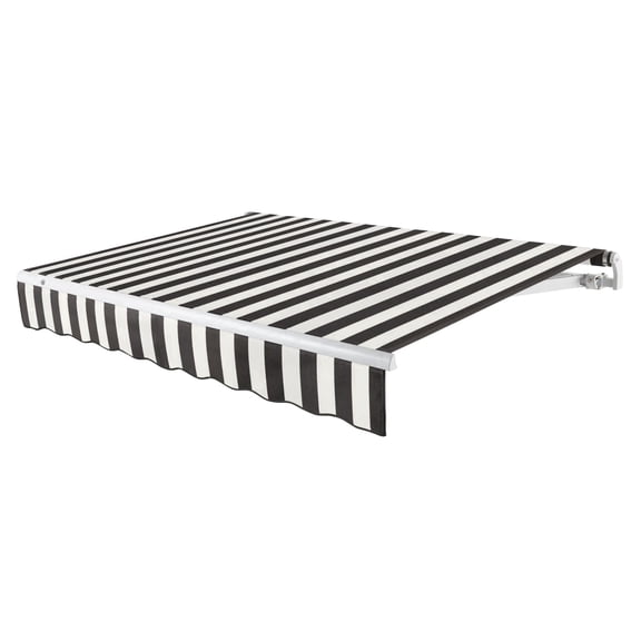 Awntech 20 Ft Maui Left Motorized Heavy Duty Patio Retractable Awning (240in x 9.25in x 120in), Black/White Stripe