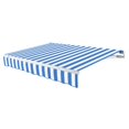 thumbnail image 1 of Awntech 14 Ft Maui Left Motorized Heavy Duty Patio Retractable Awning (168in x 9.25in x 120in), Bright Blue/White Stripe, 1 of 8