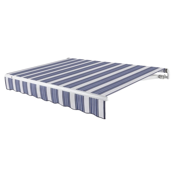 Awntech 16 Ft Maui Left Motorized Heavy Duty Patio Retractable Awning (192in x 9.25in x 120in), Navy/Gray/White Multi