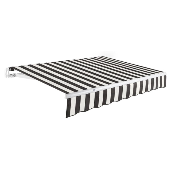 Awntech 14 Ft Maui Manual Heavy Duty Patio Retractable Awning (168in x 9.25in x 120in), Black/White Stripe