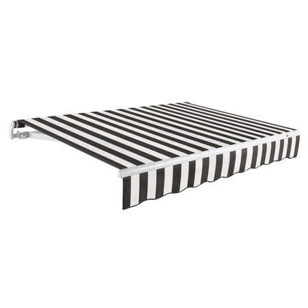 Awntech 24 Ft Maui Right Motorized Heavy Duty Patio Retractable Awning (288in x 9.25in x 120in), Black/White Stripe