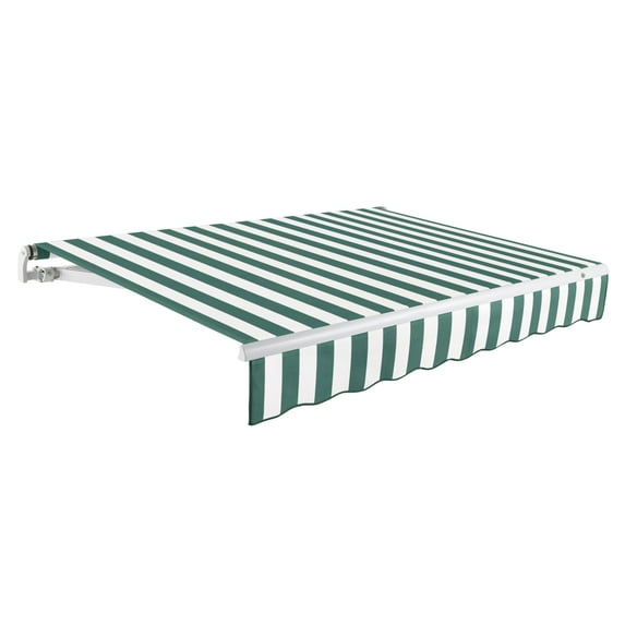 Awntech 20 Ft Maui Right Motorized Heavy Duty Patio Retractable Awning (240in x 9.25in x 120in), Forest/White Stripe