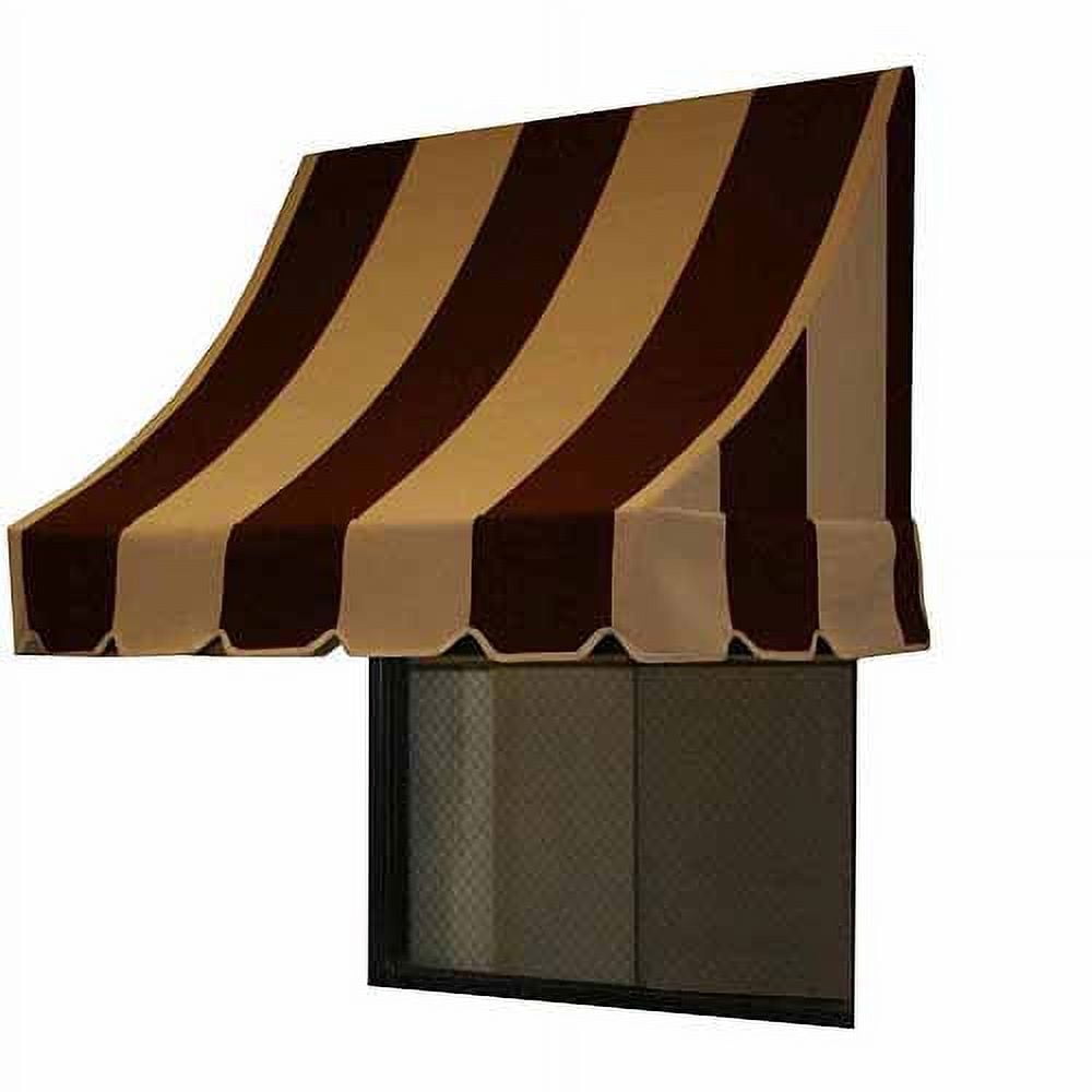 Nantucket Brown and Tan Striped Acrylic Window/Door Awning