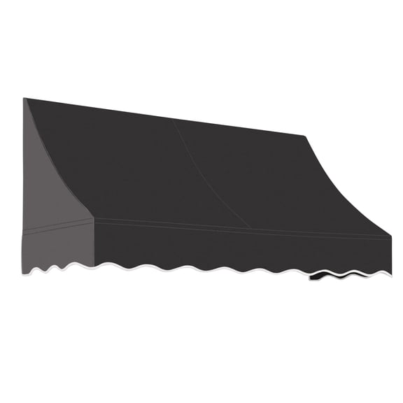 Awntech 6.38 Ft Nantucket Curved Slope Fixed Awning Canopy (76.5in x 31in x 24in), Black
