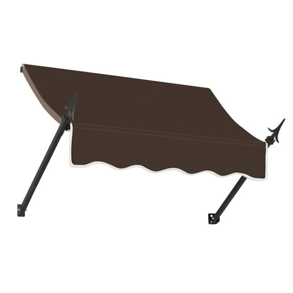 Awntech 3.38 Ft New Orleans Fixed Awning Canopy with Spear Arms (40.5in x 24in x 16in), Brown
