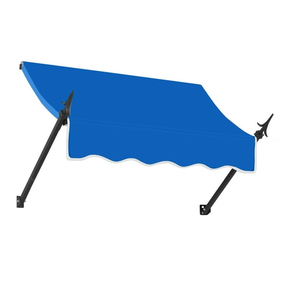 Awntech 4.38 Ft New Orleans Fixed Awning Canopy with Spear Arms (52.5in x 24in x 16in), Bright Blue