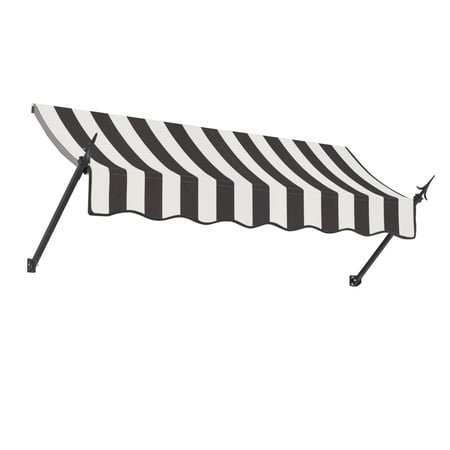 Awntech 5.38 Ft New Orleans Fixed Awning Canopy with Spear Arms (64.5in x 24in x 16in), Black/White Stripe