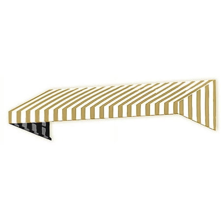 Awntech New Yorker Fixed Awning 52.5" x 16" x 30", Linen/White Stripe