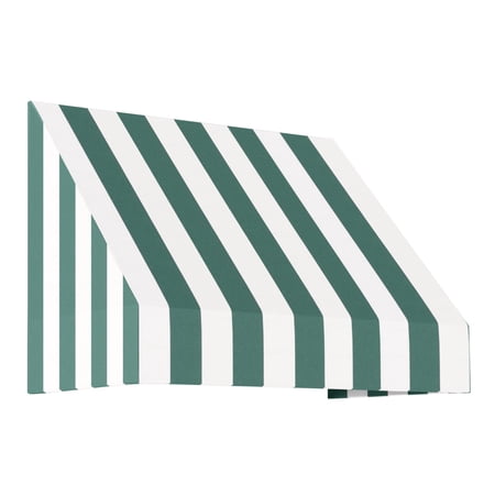 Awntech 3.38 Ft New Yorker Fixed Awning Canopy with Rigid Valance (40.5in x 31in x 24in), Forest/White Stripe