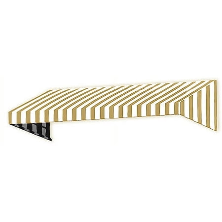 Awntech New Yorker Fixed Awning 76.5" x 16" x 30", Linen/White Stripe