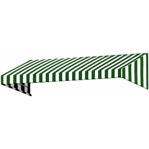 Awntech New Yorker Fixed Awning 64.5" x 18" x 36", Forest/White Stripe