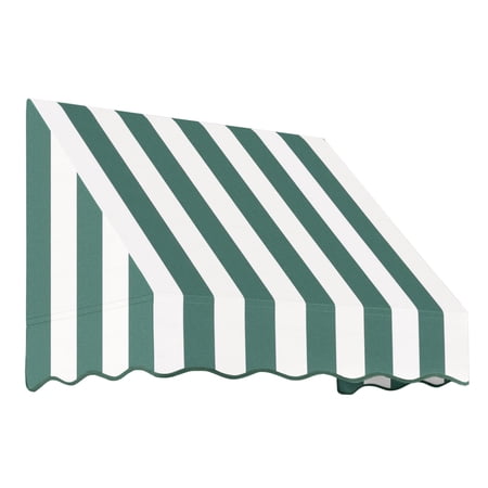 Awntech 4.38 Ft San Francisco Closed-Sided Fixed Awning Canopy (52.5in x 16in x 30in), Forest/White Stripe