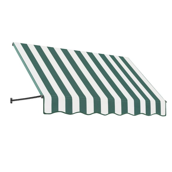 Awntech 6.38 Ft New Orleans Fixed Awning Canopy with Twisted Rope Arms (76.5in x 31in x 24in), Forest/White Stripe