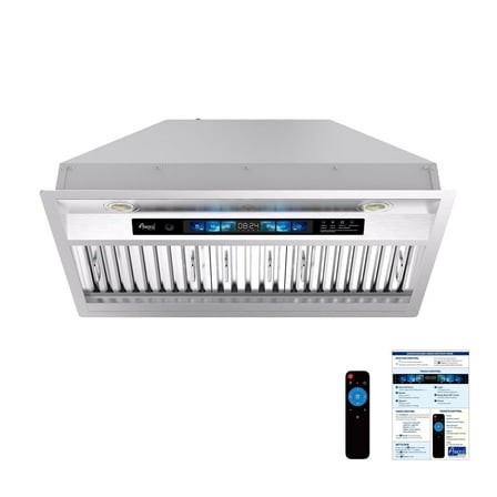 Awoco 30" Built-In Insert Stainless Steel Range Hood - Voice & Gesture - 800 CFM - 6" Top Vent