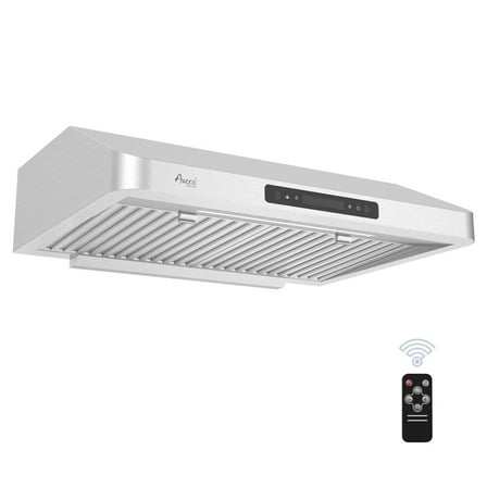 Awoco 30" Stainless Steel Under Cabinet 7" Range Hood with Gesture Control, 6" Round Top Vent