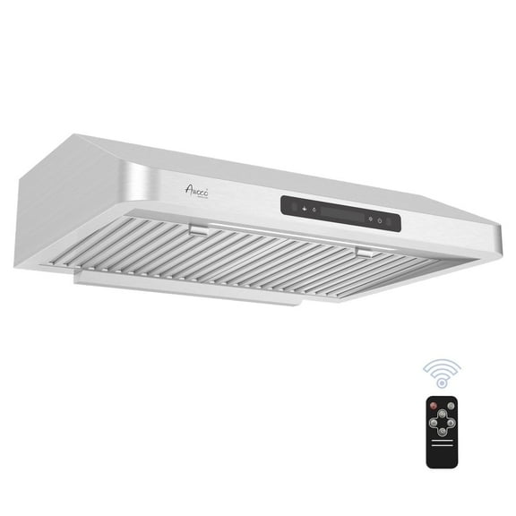 Awoco 30" Stainless Steel Under Cabinet 7" Range Hood with Gesture Control, 6" Round Top Vent