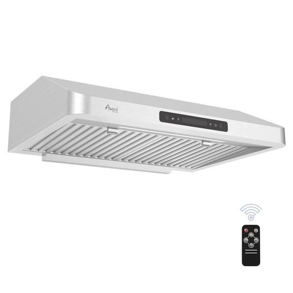 Awoco 30" Stainless Steel Under Cabinet 7" Range Hood with Gesture Control, Rectangular Top Vent