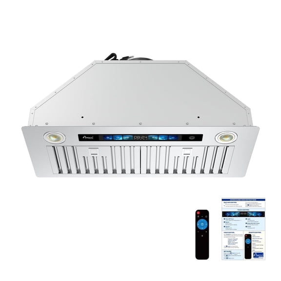 Awoco 36” Built-in Insert Stainless Steel Range Hood with Voice, Gesture, Touch & Remote Controls, 6" Round Top Vent