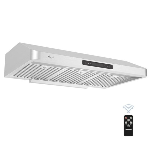 Awoco 36" Stainless Steel Under Cabinet 7"H Range Hood with Gesture Control, Rectangular Rear Vent