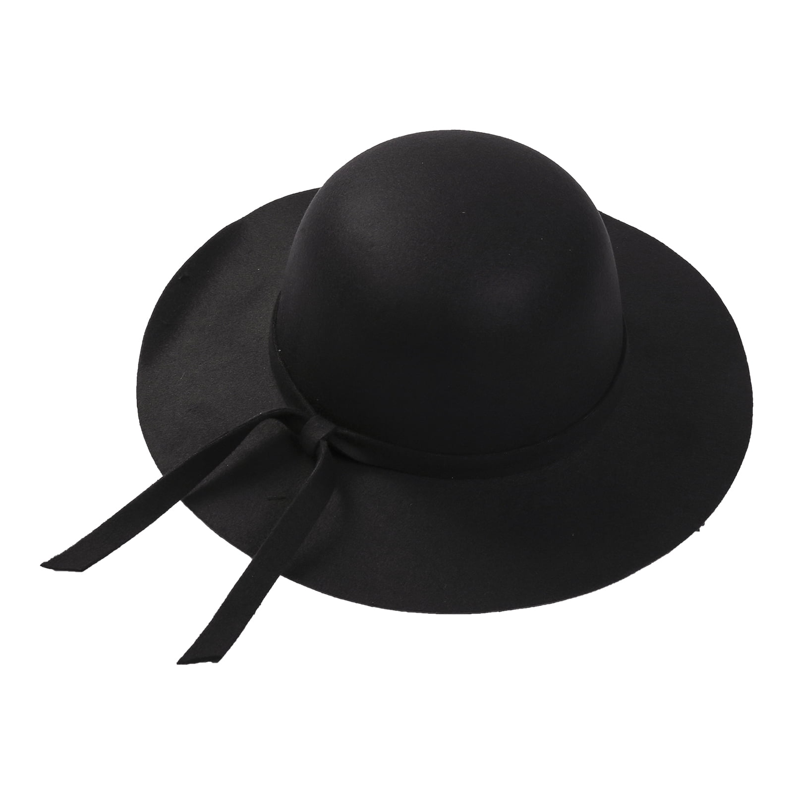 Black Crin Flower Trim Wool Felt Women's Dress Hats - Sun Yorkos