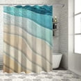 thumbnail image 1 of Awpe Bathroom Shower Curtain Set with Hooks Abstract Sea Waves Blue White Brown Gradient Stripes Ocean Theme Modern Simple Style White, 1 of 7