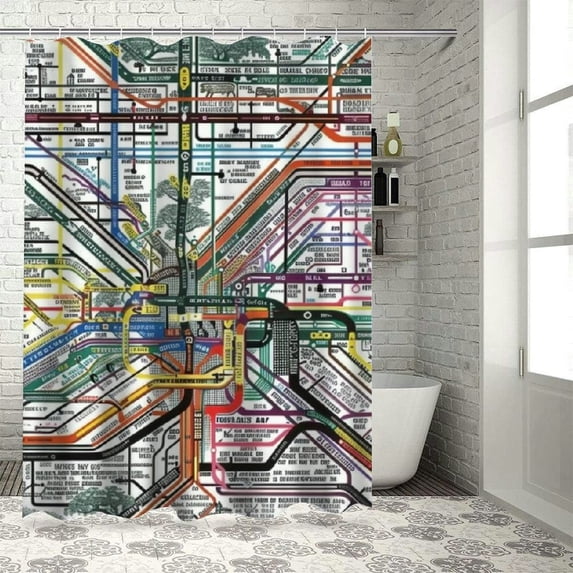 Awpe Shower Curtain The Healing Web Chart Poster Waterproof Multiple Sizes White