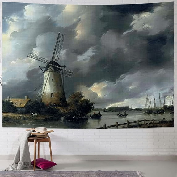 Awpe Windmill Famous Paintings Prints Decorations for Dorm Tapestry Painting