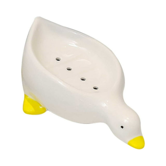 Awuniuw Soap Holder Ceramic Duck Soap Box Ceramic Duck Soap Dish Self Draining Soap Tray Duck