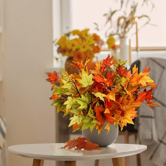 Awwp 1 Pcs Fall Flowers, Artificial Maple Branches, Fall Faux Leaves, 15.8 Inch, Realistic Colors, Wire Stems, for Vase, Thanksgiving, Wedding, Centerpiece, Mantel, Porch, Reusable, Fall Decor