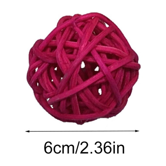 Awwp 10-Pack Natural Rattan Chew Balls 2.36", Colorful Bird Toys for Parrots Cockatiels Lovebirds, Safe Chewing Entertainment for Cage Decor foraging Play, Bird Chew Toys