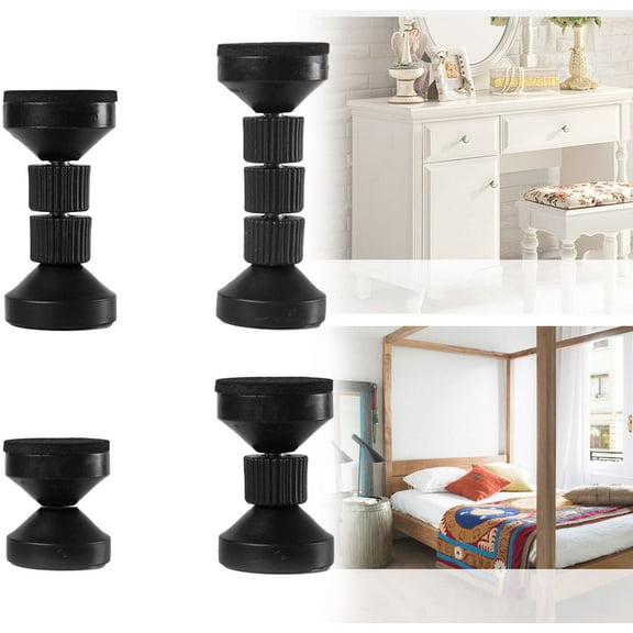 Awwp 2 Pack Adjustable Headboard Stoppers, Anti-Shake Head Board for Silent Sleep, Bed Frame Stabilizers, Furniture Shims for Beds Sofas Cabinets, Easy Install, Black
