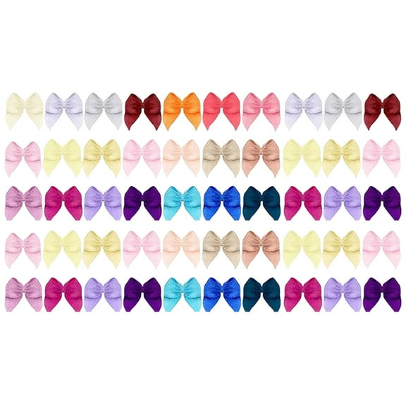 Awwp 50 Pcs Multi-Color Mini Christmas Bows, 1.2x1 Inch All-Purpose Craft Bows for Gift Wrapping, Scrapbooking, Cupcake Decor, DIY Projects, Party Decor, Sewing, Scrapbooking, Craft Bows for Gift