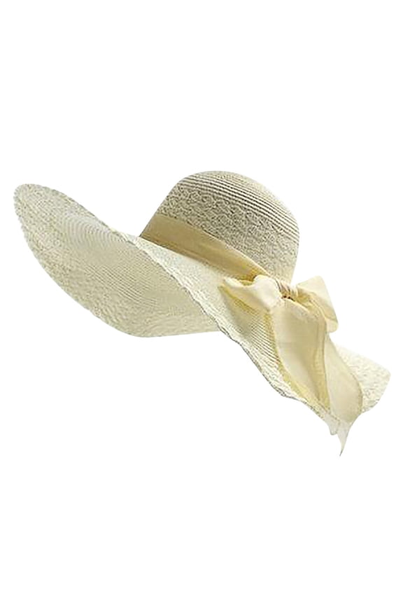 Beach Hats for Women Big Straw Wide Brim Summer Bow Big Hats Colorful Floppy Foldable Roll up Cap Sun Hat Beige One Size