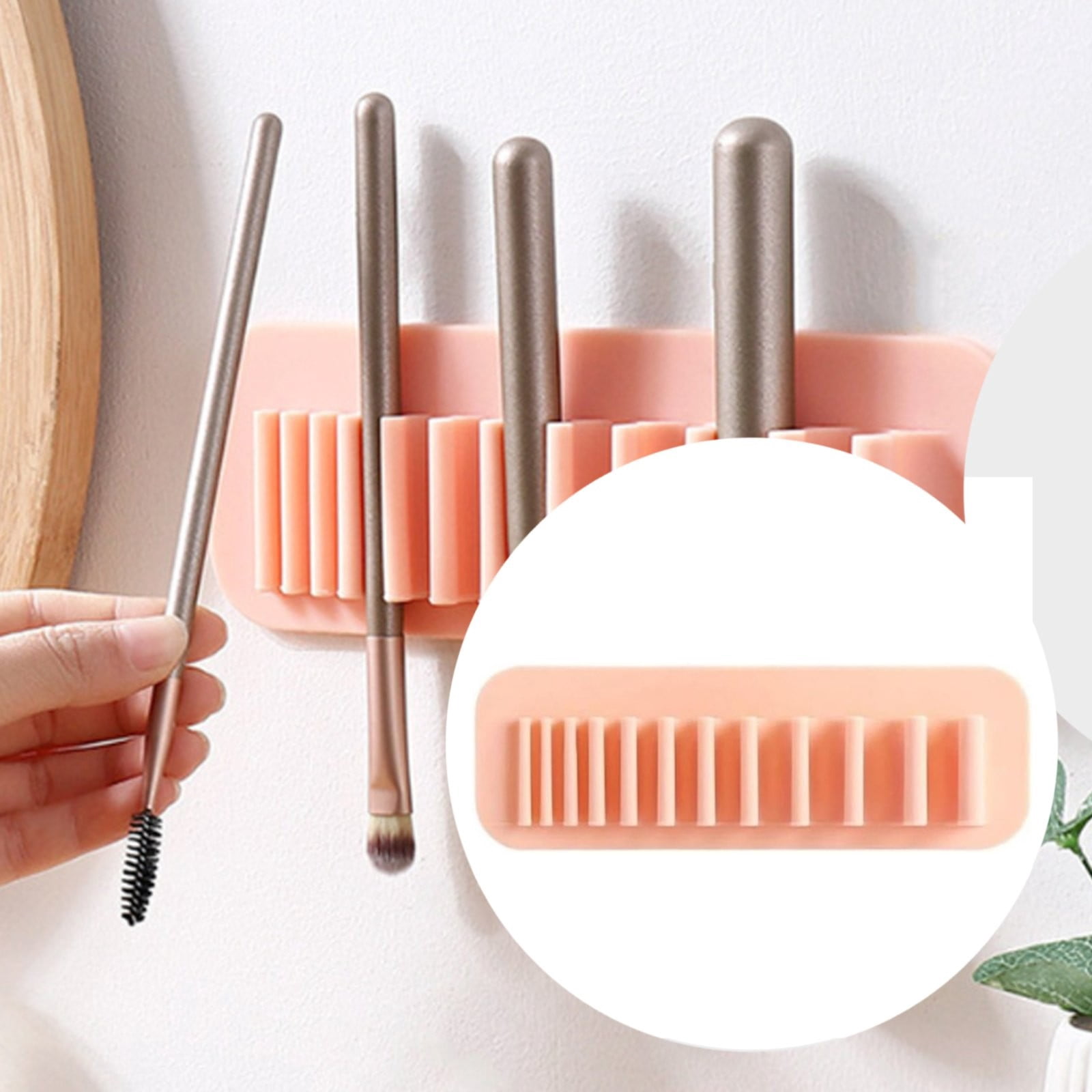 Awwp Beige Makeup Brush Holder, Wall Mounted Silicone Rack, Drying ...