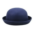 thumbnail image 1 of Awwp Black Bowler Derby Hat Short Roll up Brim Panama Bowler Hat Bucket Hat Mens Womens Round Bowler Elegant Hats Cap Brim Fedora Hat for Unisex Navy One Size, 1 of 3