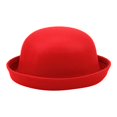 thumbnail image 1 of Awwp Black Bowler Derby Hat Short Roll up Brim Panama Bowler Hat Bucket Hat Mens Womens Round Bowler Elegant Hats Cap Brim Fedora Hat for Unisex Red One Size, 1 of 4