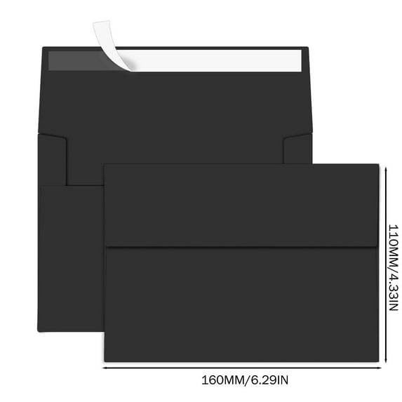 Awwp Black Envelopes 50 Pack, 5x7 Self-Seal Envelopes, Heavyweight 120gsm Paper, Crisp Finish, for Wedding Invites, Formal Correspondence, Secure Closure, Office Supplie