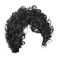 Awwp Clearance Sale Wig Women's Wig Black Small Curly Wavy Fiber High Temperature African False Head Cover Curly Human Hair Wig Glueless Lace Front Human Hair, 1*Wig Pullover Toupee Black