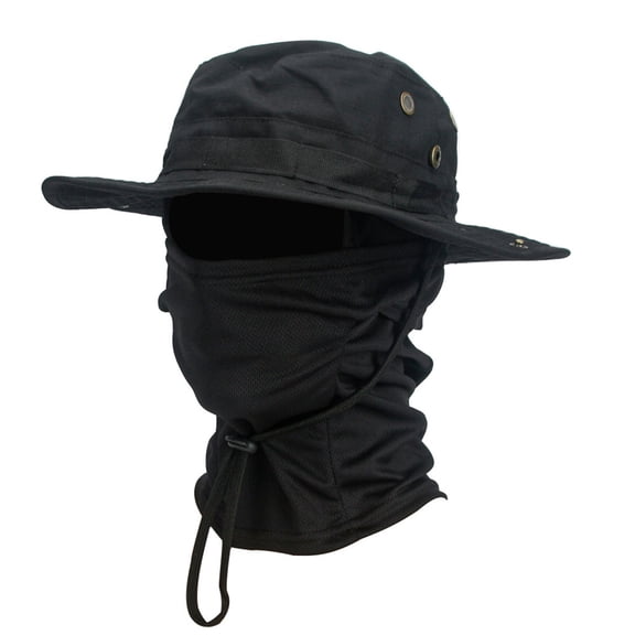 Awwp Cooling Comfortable Balaclava Face Mask Lightweight Breathable Unisex Boonie Hat Set Wide Brim Foldable Fishing Outdoor Hats Black 1