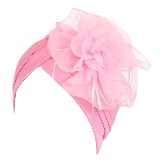 Awwp Cotton Turban Headwear Soft Spring Fall Style Foldable Floppy Headwear Elastic Comfortable Cap for Women with Hair Loss Pink
